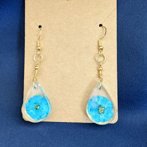 Blue Flower Dangle Earrings